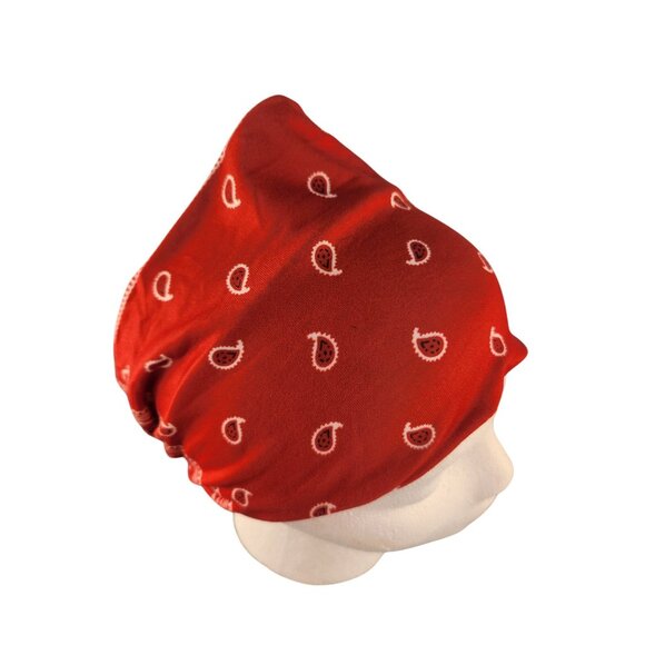 Red Paisley Knit Headwrap Hairband Soft Stretchy Headband Fabric Unisex Sweatban - Picture 7 of 7